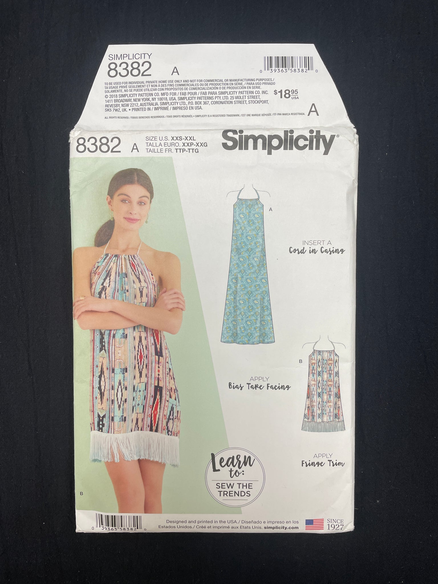 2018 Simplicity 8382 Sewing Pattern - Dress FACTORY FOLDED