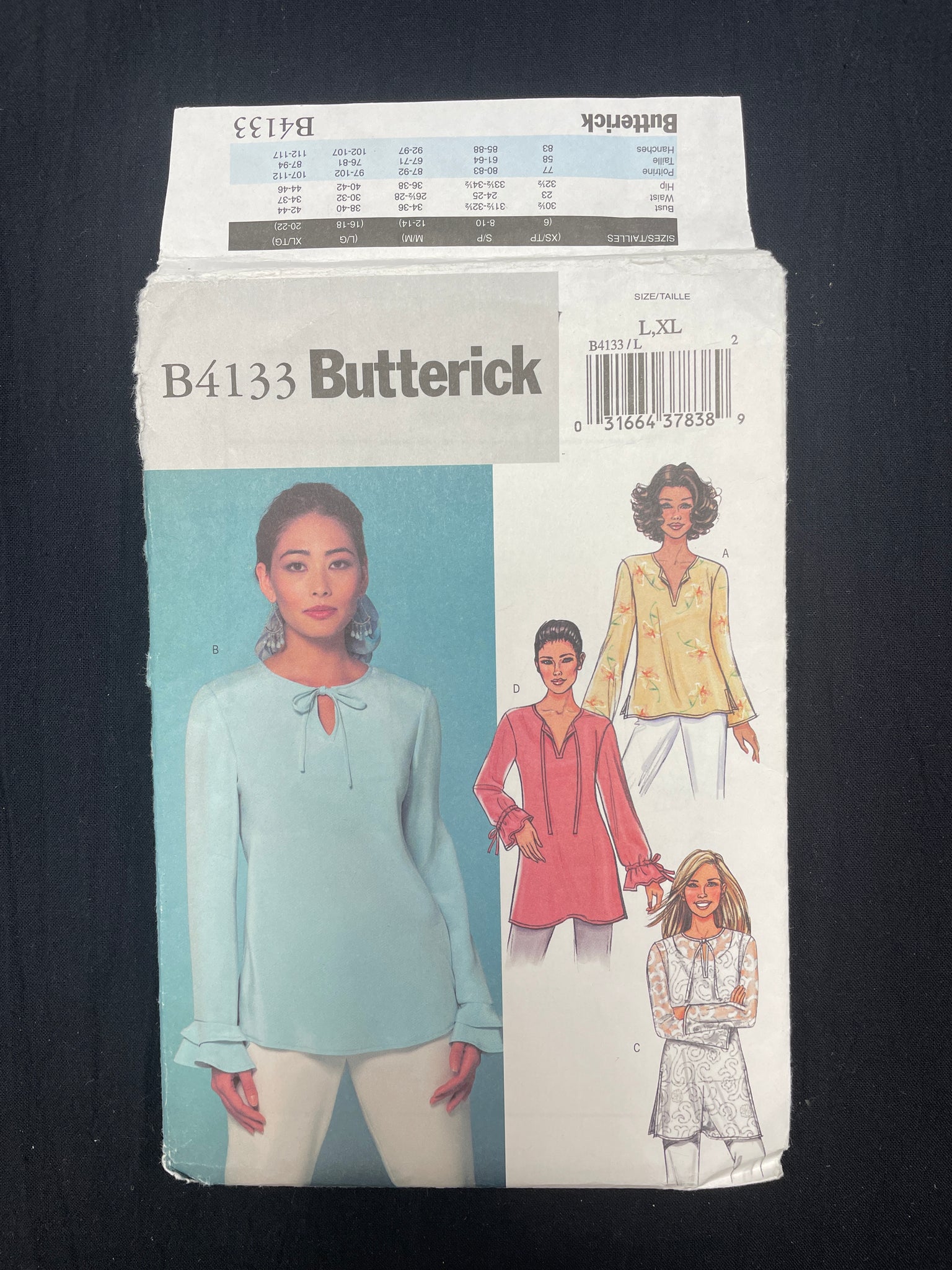 2004 Butterick 4133 Sewing Pattern - Blouse FACTORY FOLDED