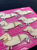 Wood Yarn or Thread Bobbins Set of 6 - Dachshund Dogs