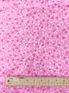 1 1/2 YD Cotton Flannel - Pink with Pink and White Stars
