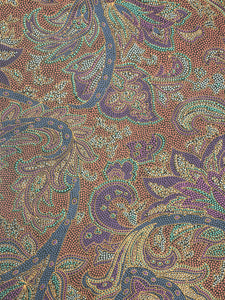 Polyester Chiffon Vintage - Large Polka Dot Paisley in Rust, Blue, Purple and Aqua