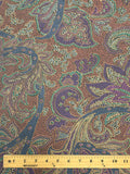 Polyester Chiffon Vintage - Large Polka Dot Paisley in Rust, Blue, Purple and Aqua