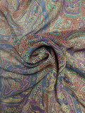 Polyester Chiffon Vintage - Large Polka Dot Paisley in Rust, Blue, Purple and Aqua