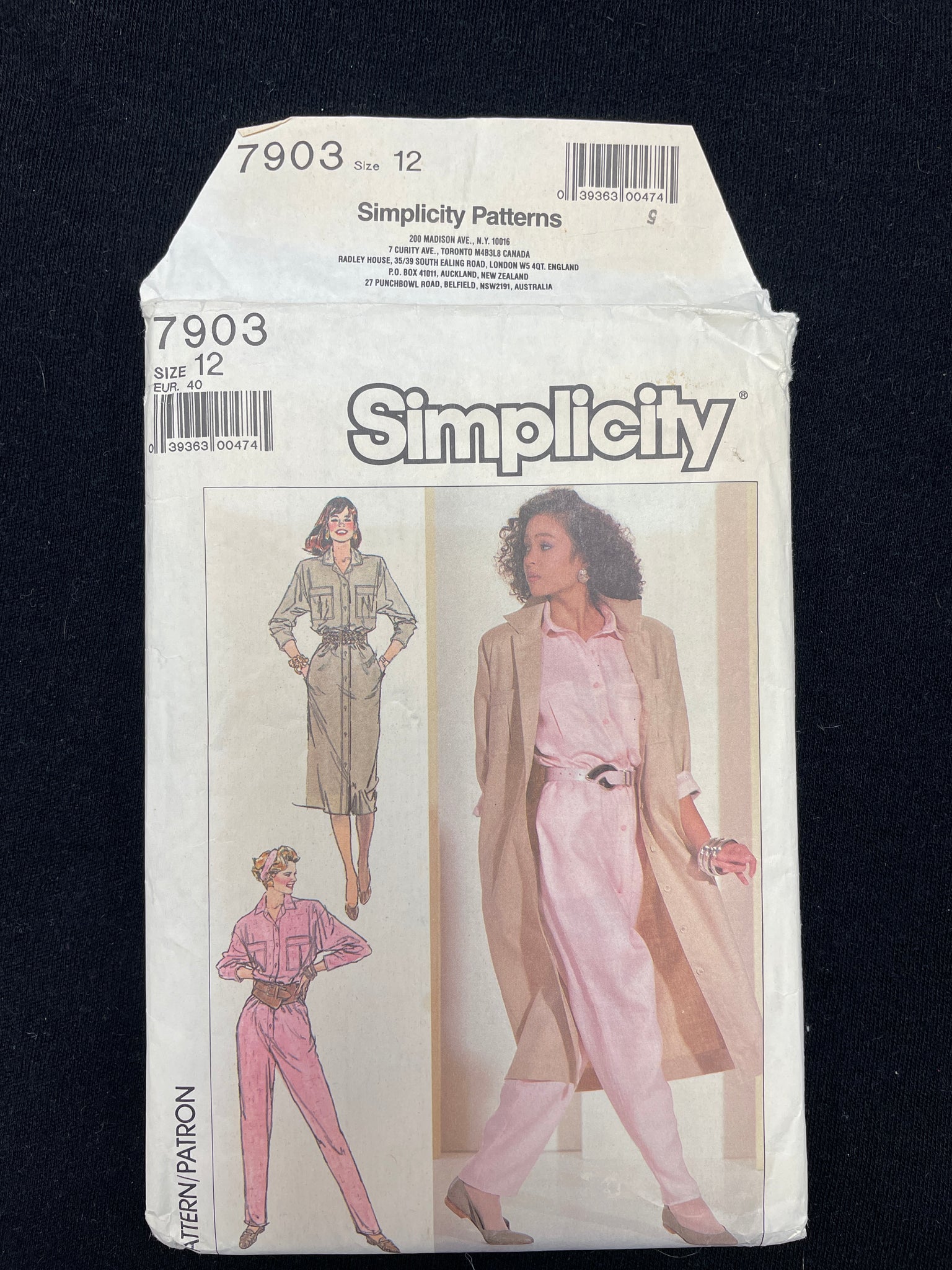 1986 Simplicity 7903 Sewing Pattern - Adult Jumpsuit and Dress FACTORY FOLDED