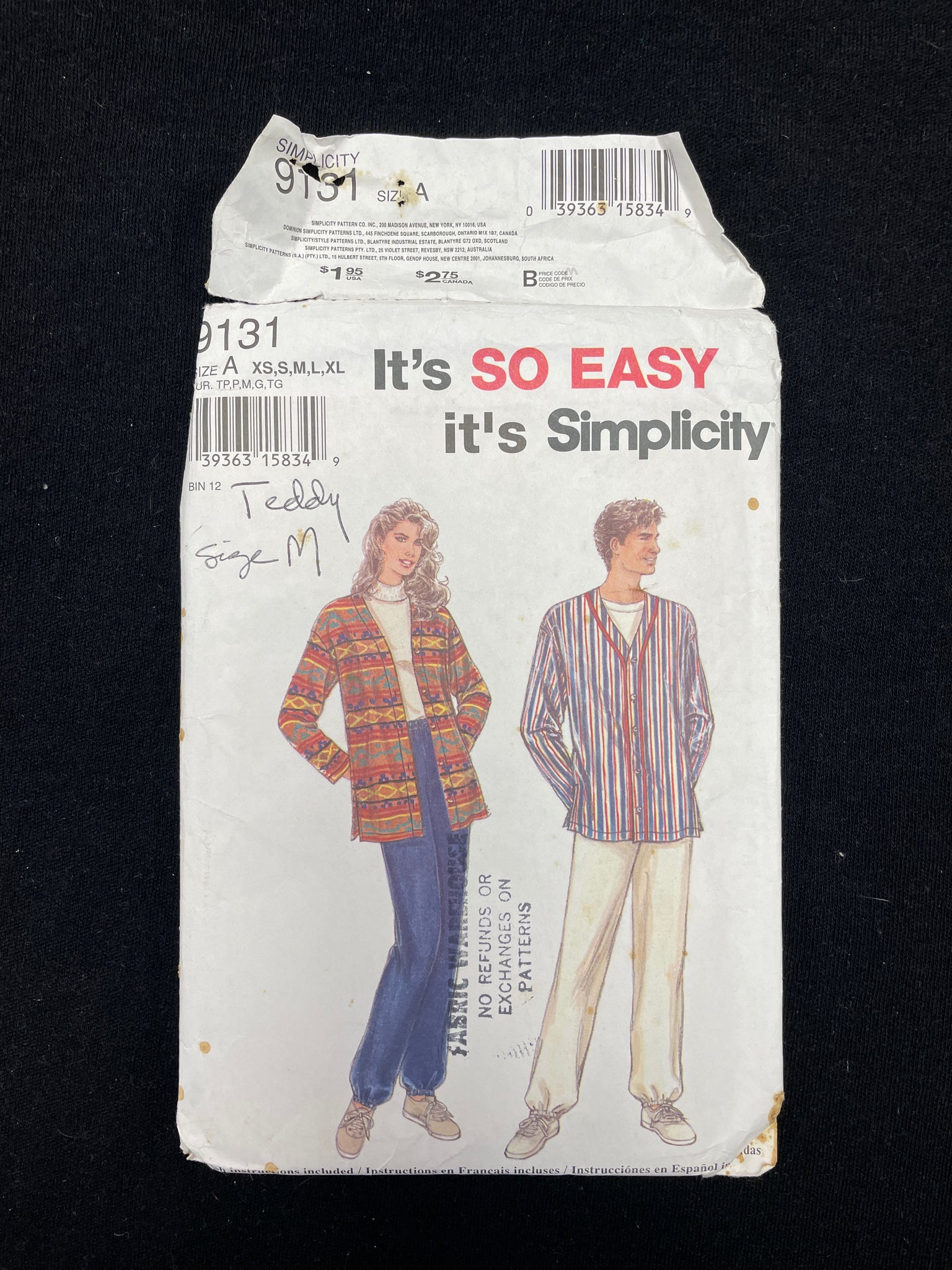 1994 Simplicity 9131 Sewing Pattern - Adult Top and Pants
