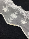 Nylon Double Scalloped Floral Lace By-the-Yard Vintage - Off White
