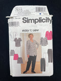 1997 Simplicity 7615 Sewing Pattern - Adult Jacket, Top, Shorts, and Pants FACTORY FOLDED