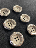 Button Plastic Set of 5 or 6 - Metallic Silver