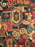 2 YD Cotton/Rayon Vintage - Orange, Teal, Red and Black with Gold Accents