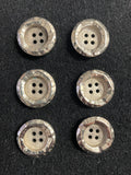 Button Plastic Set of 5 or 6 - Metallic Silver