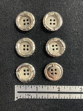 Button Plastic Set of 5 or 6 - Metallic Silver