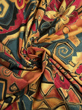 2 YD Cotton/Rayon Vintage - Orange, Teal, Red and Black with Gold Accents