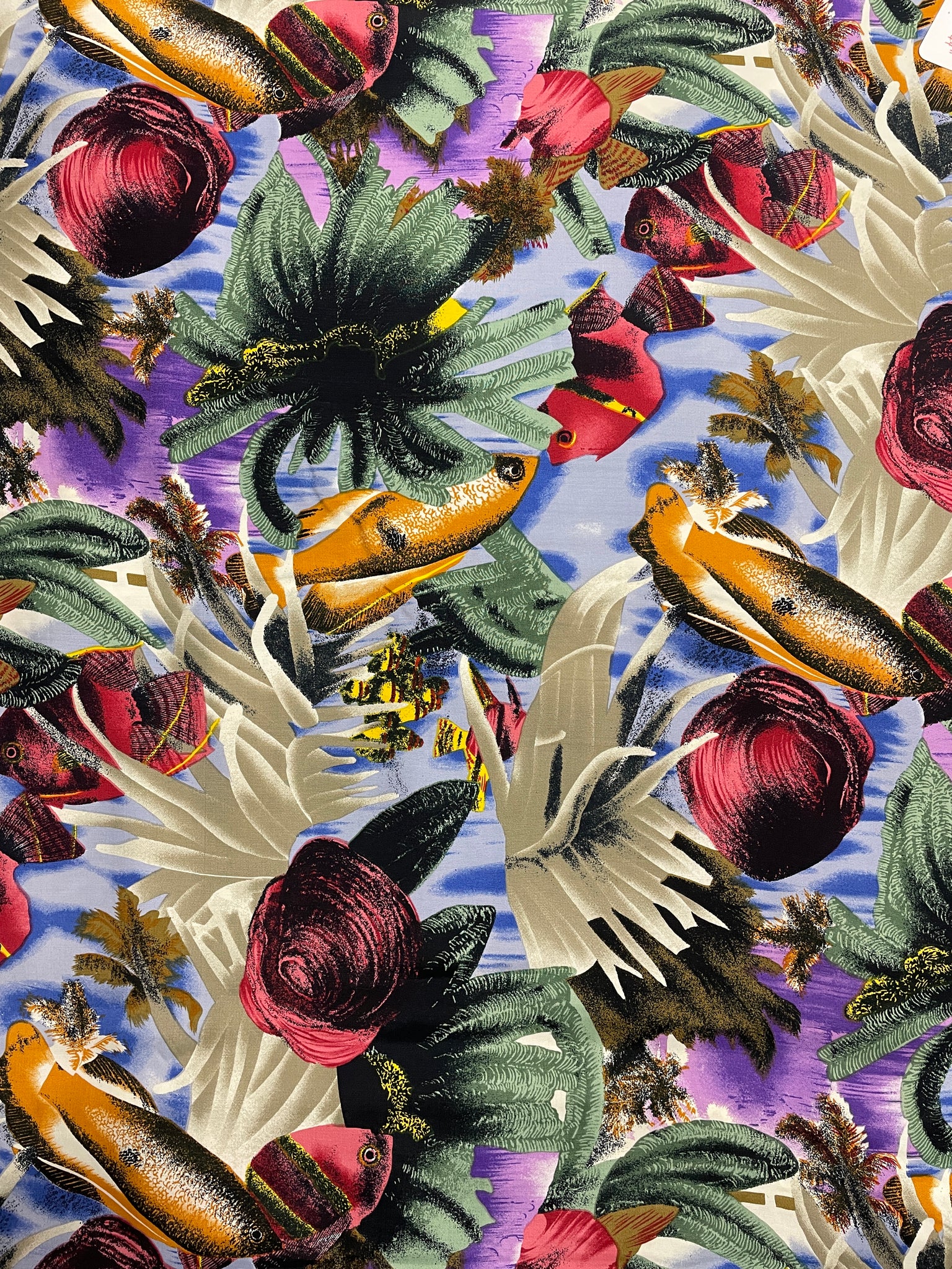 4 5/8 YD Rayon Vintage - Multi Colored Fish Underwater