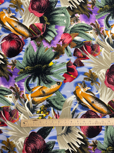 4 5/8 YD Rayon Vintage - Multi Colored Fish Underwater