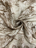 2002 Rayon Vintage - Light Beige and Tan Block Print Style with Palm Trees and Polynesian Scenes