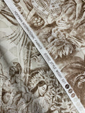 2002 Rayon Vintage - Light Beige and Tan Block Print Style with Palm Trees and Polynesian Scenes