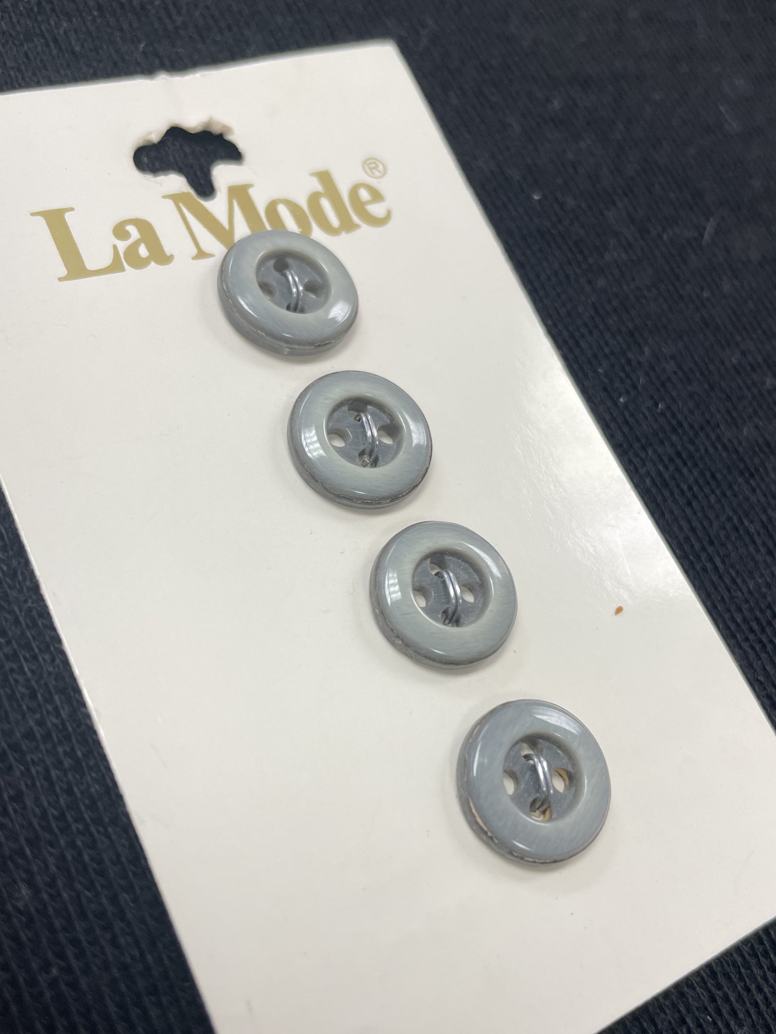 Button Plastic Set of 4 Vintage - Gray with Light Gray