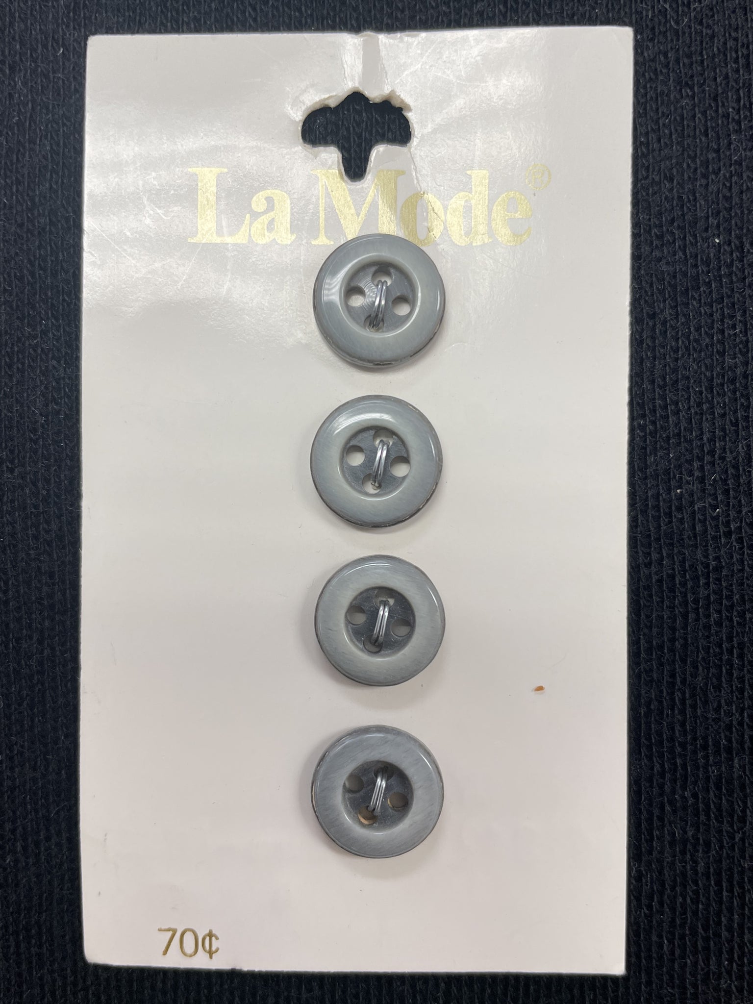 Button Plastic Set of 4 Vintage - Gray with Light Gray