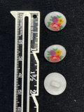 Button Plastic Set of 3 - White with Flowers