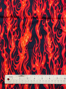 7/8 YD Quilting Cotton Remnant - Black with Flames