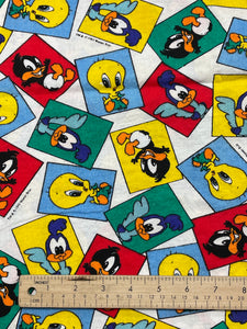 1993 2 1/8 YD Quilting Cotton - White with Baby Looney Tunes Characters