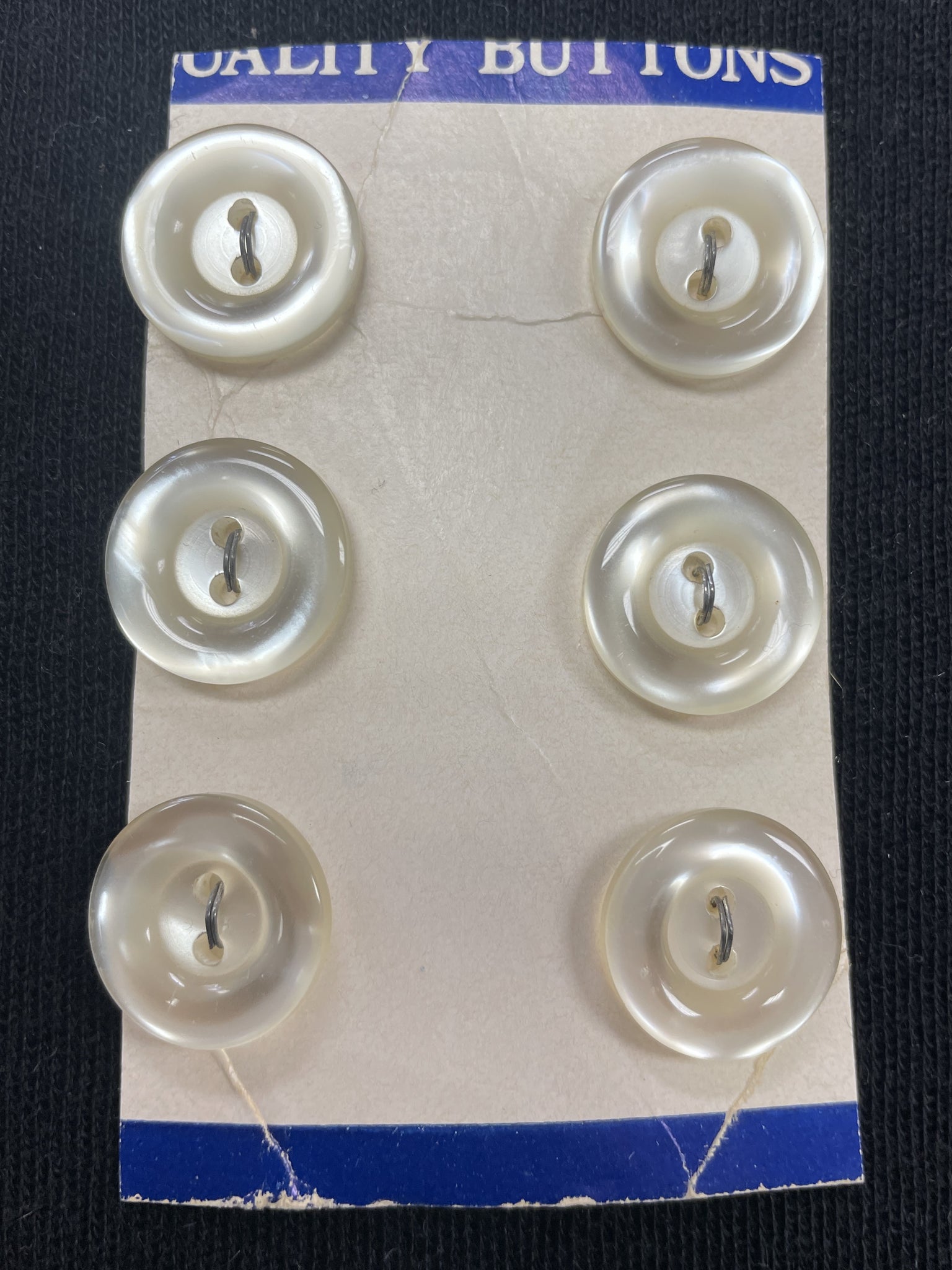 Buttons Plastic Set of 9 Vintage - Pearlescent White