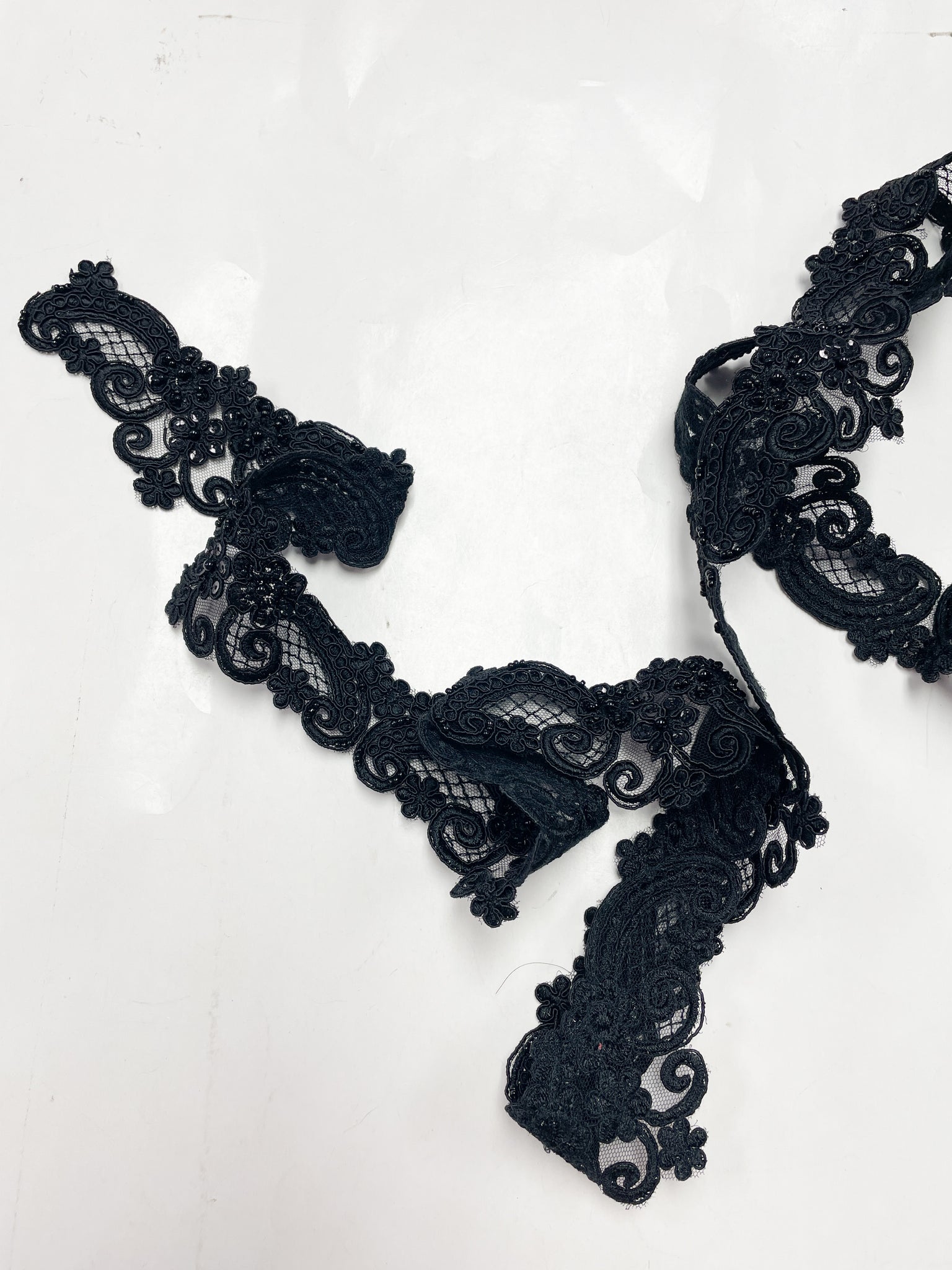 2 YD Lace Trim Beaded and Sequined - Black