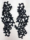 Rayon Lace Motifs- Black Floral
