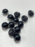 Buttons Plastic Set of 12 - Black Domes