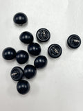 Buttons Plastic Set of 12 - Black Domes