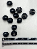 Buttons Plastic Set of 12 - Black Domes