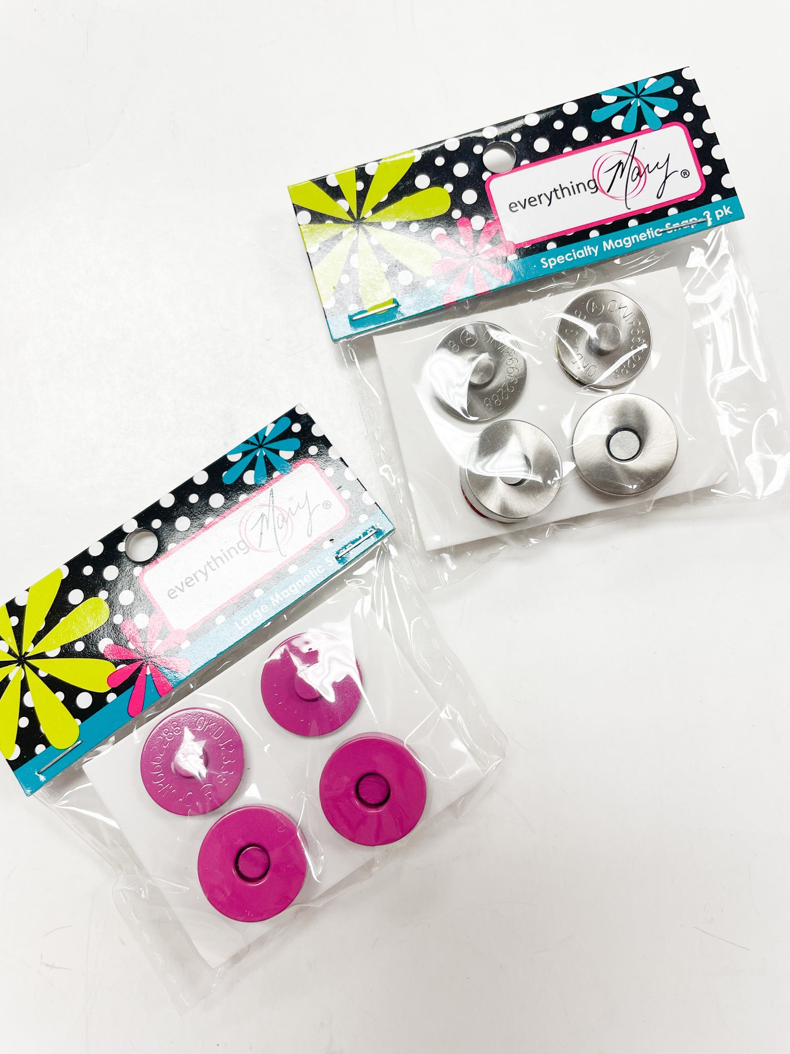 Magnetic Snap Closures Pack of 2 Sets - Brushed Silver or Hot Pink