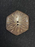 Buttons Coconut - Hexagon Etched with a Flower