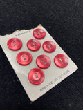 Buttons Plastic Set of 8 Vintage - Pearlescent Red