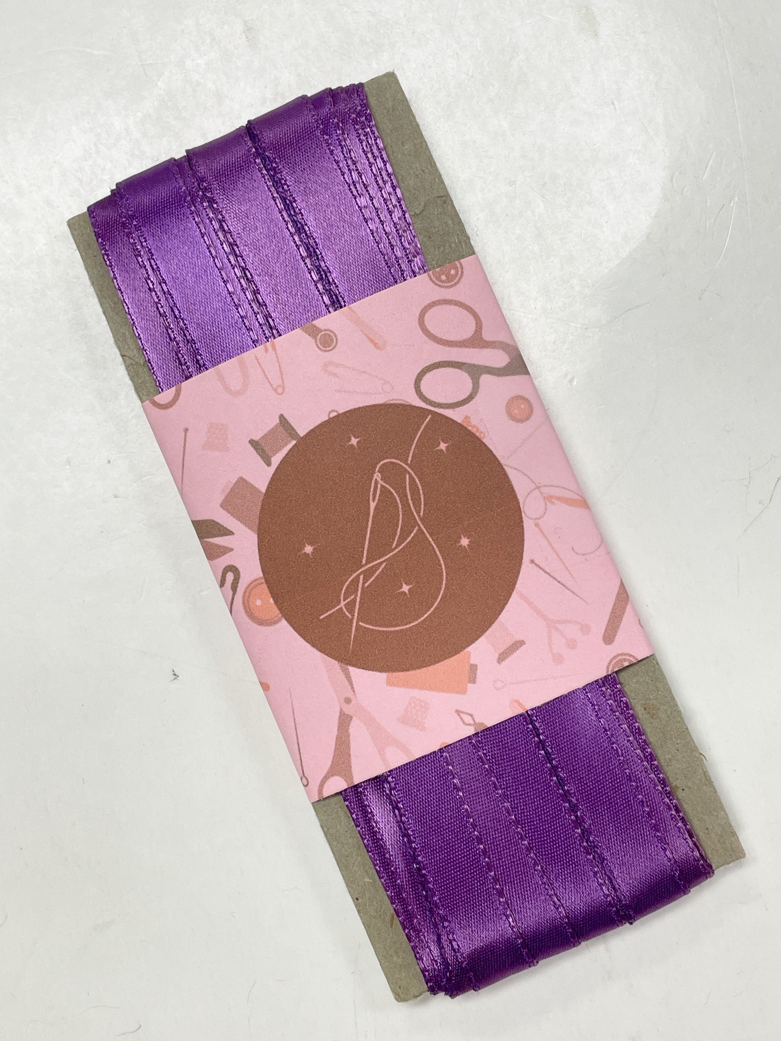 7 1/2 YD Polyester Blend Satin Ribbon Vintage - Purple
