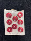 Buttons Plastic Set of 8 Vintage - Pearlescent Red