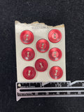 Buttons Plastic Set of 8 Vintage - Pearlescent Red