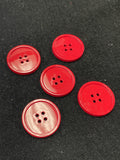 Buttons Plastic Set of 5 Large - Red