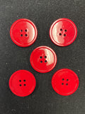 Buttons Plastic Set of 5 Large - Red