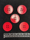 Buttons Plastic Set of 5 Large - Red