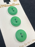 Buttons Plastic Set of 3 Vintage - Green