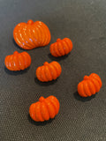 Button Plastic Set of 6 - Shiny Orange Pumpkins