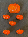 Button Plastic Set of 6 - Shiny Orange Pumpkins