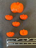 Button Plastic Set of 6 - Shiny Orange Pumpkins