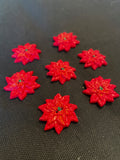 Button Plastic Set of 7  - Red Pointsettias