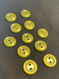 Button Plastic Set of 11 - Pearlescent Green
