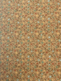 3 1/4 YD Cotton Blend Vintage - Teal, Rust and Golden Yellow Flowers on Beige