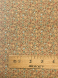 3 1/4 YD Cotton Blend Vintage - Teal, Rust and Golden Yellow Flowers on Beige