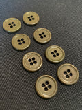 Button Plastic Set of 7 or 8 - Dark Olive Green