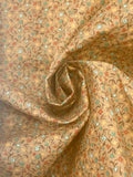 3 1/4 YD Cotton Blend Vintage - Teal, Rust and Golden Yellow Flowers on Beige